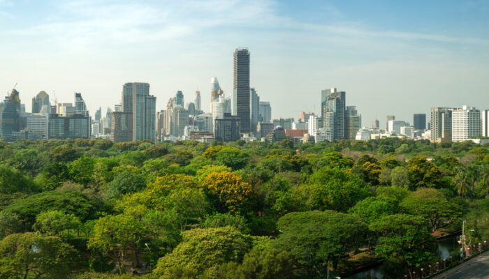 Public,Park,And,High-rise,Buildings,Cityscape,In,Metropolis,City,Center